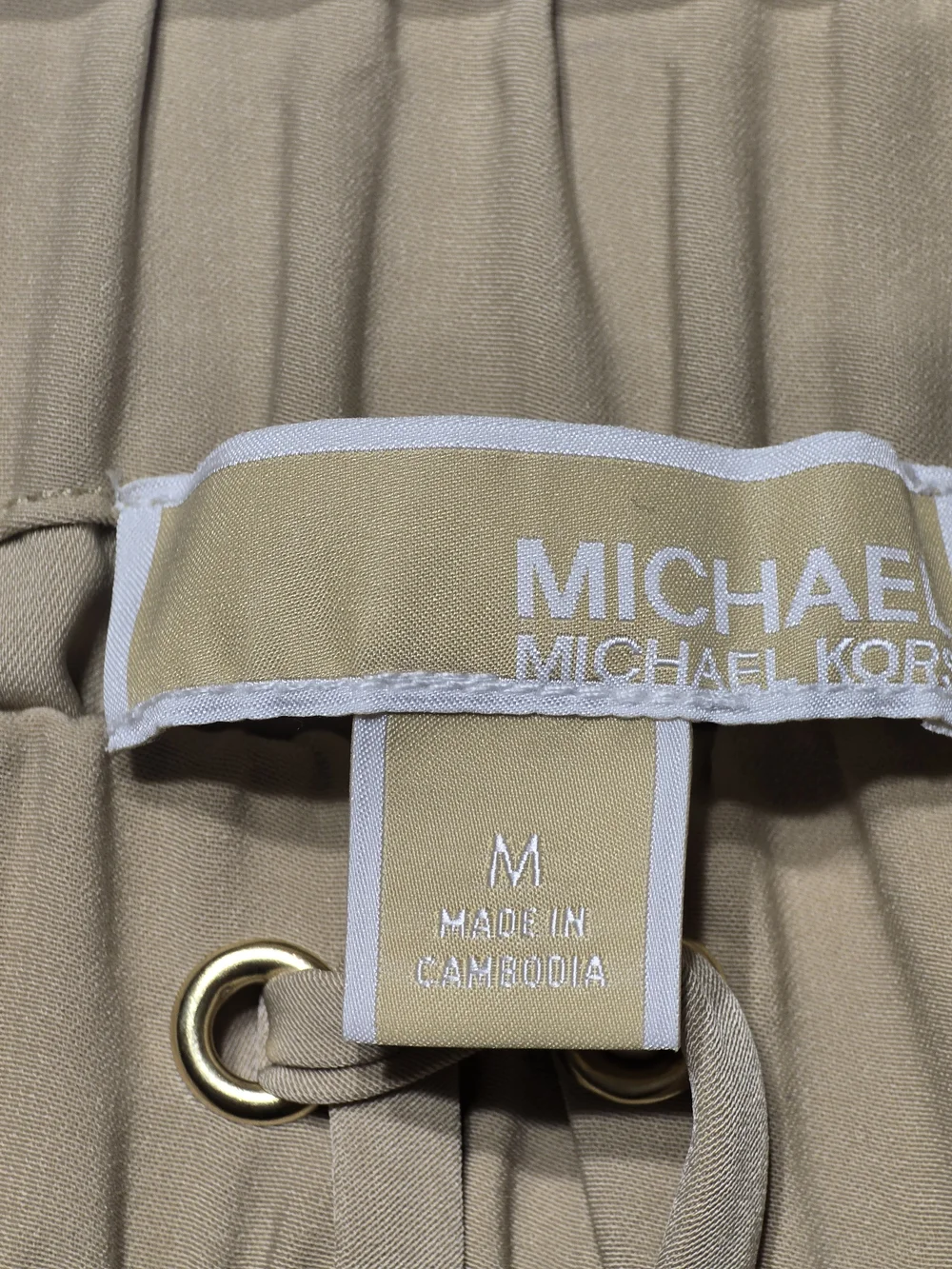 Womens Micheal Kors Drawstring Pocket Midi Skirt - Beige/tan
